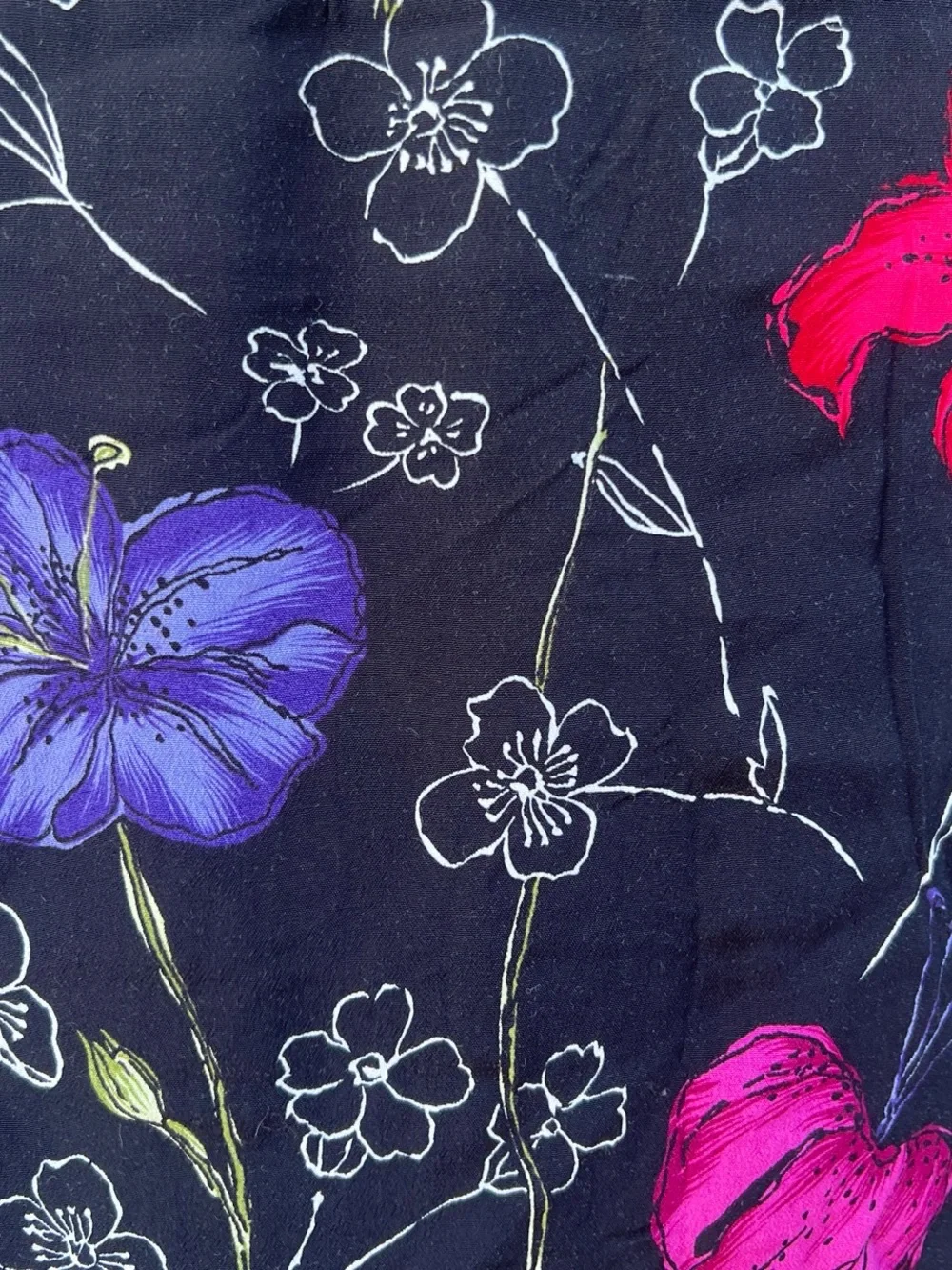 Hillard & Hanson Navy and Purple Floral Maxi Skirt